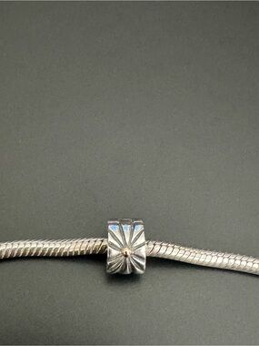 Pandora Retired Sunburst Two-Tone Clip Charm in 925 Sterling Silver and Gold